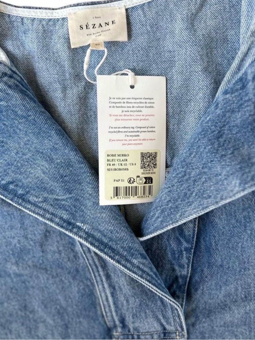 NWT Sézane Mirko Shirt Dress Blue Denim
Capsule Wardrobe 100% Cotton Woman’s 8 - Picture 6 of 10